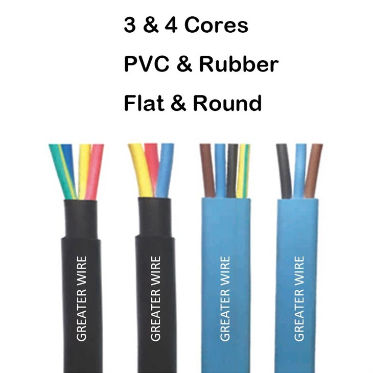 Rubber 3 & 4 Core Submersible Pump Flat Cables